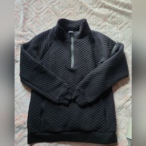 Senita Athletics Black Quilted Half-Zip Pullover